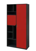 KSR6-83 P skříň šatní, 1x výsuvné ramínko, dvířka, niky, 2053x1022x400 mm, provedení pravé, antracit